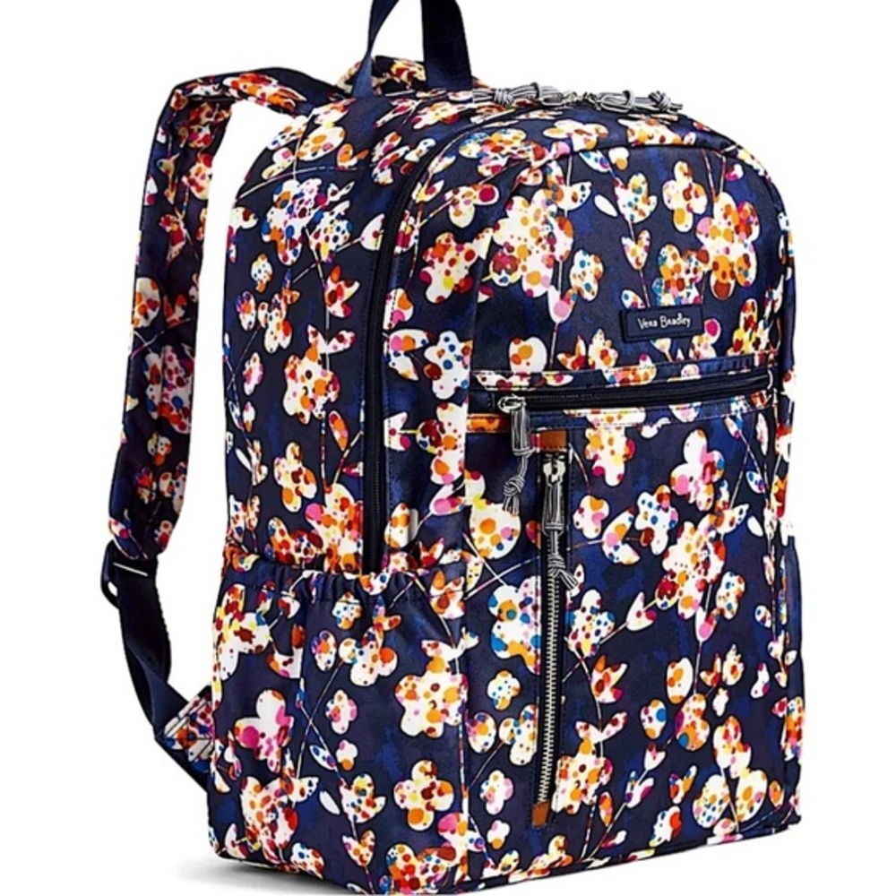 Vera Bradley *RETIRED PATTERN* Cut Vines Lighten Up Grand Backpack Floral Navy